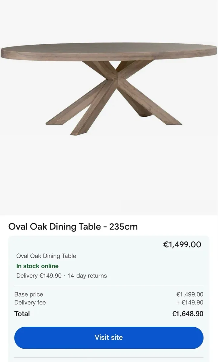 Oak Oval Dining Table Large 200cm New - Image 3