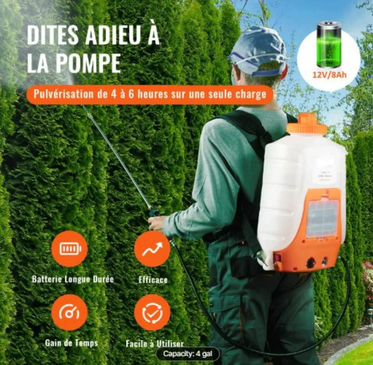 Battery Powered Backpack Sprayer 15.1 L Tank 0-90 - Image 2