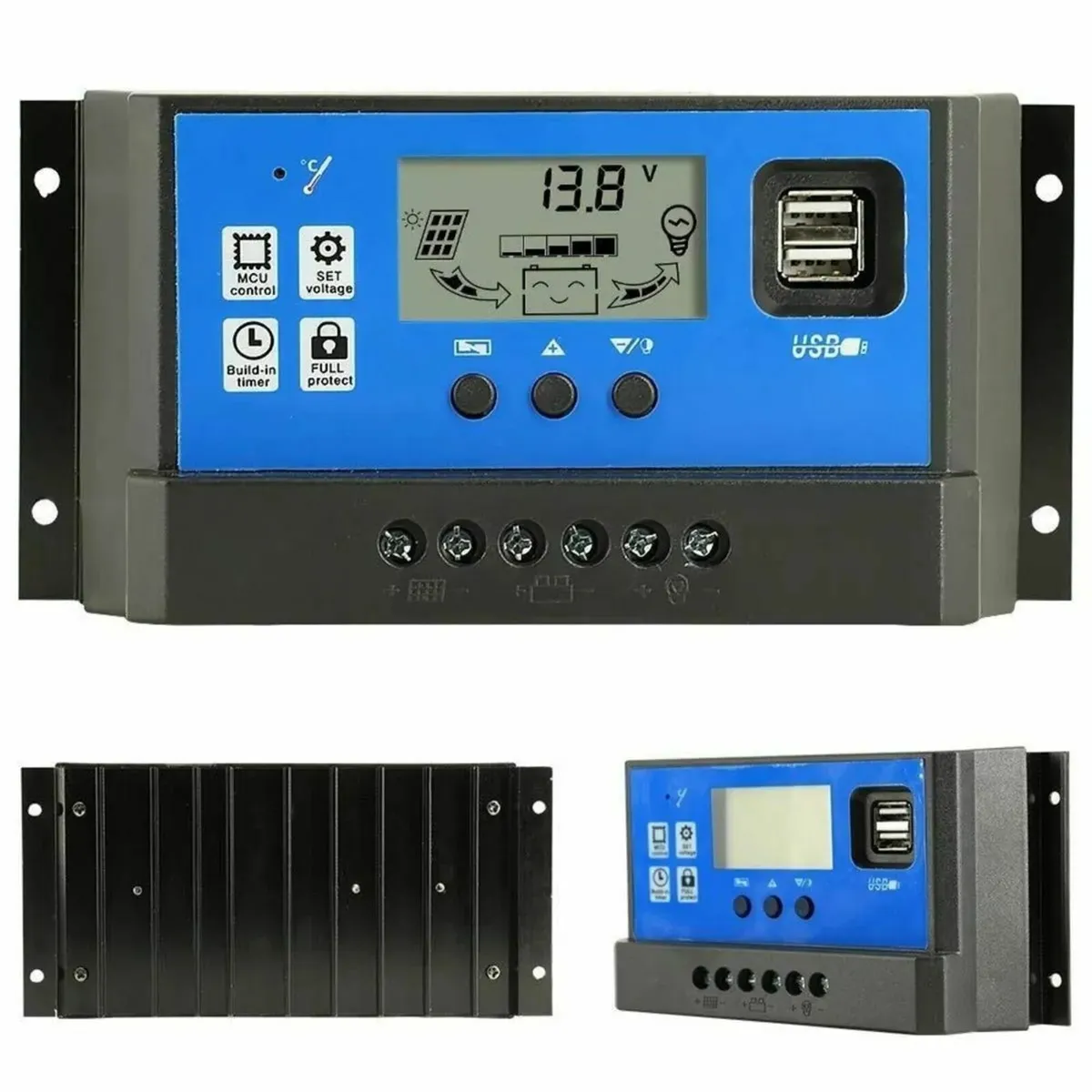 Solar Charge Controller Auto LCD Dual USB - Image 1