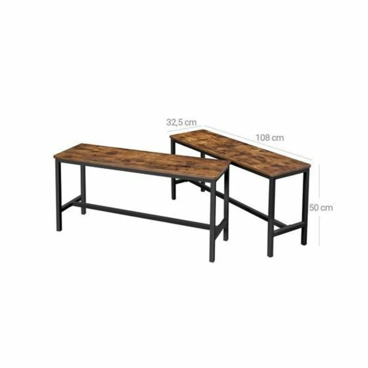 Benches Set of 2 industrial look benches - Image 4