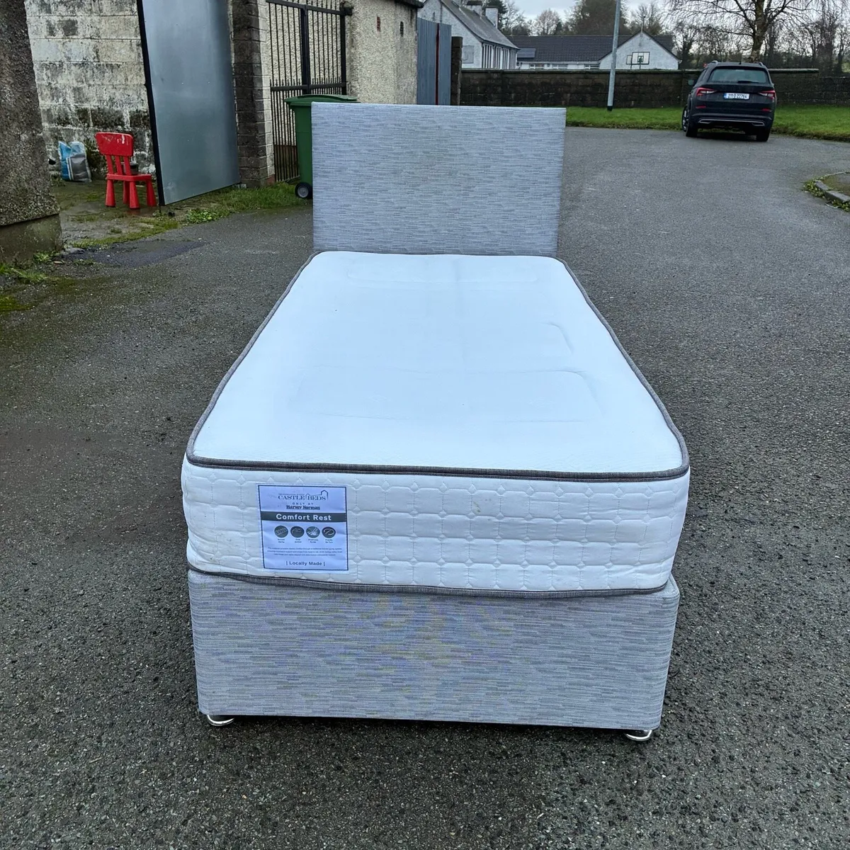 Grey Single Bed with Harvey Norman Mattress - Image 1