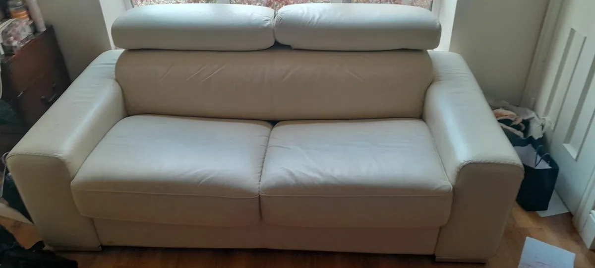 Leather Double Sofa Bed - Image 1
