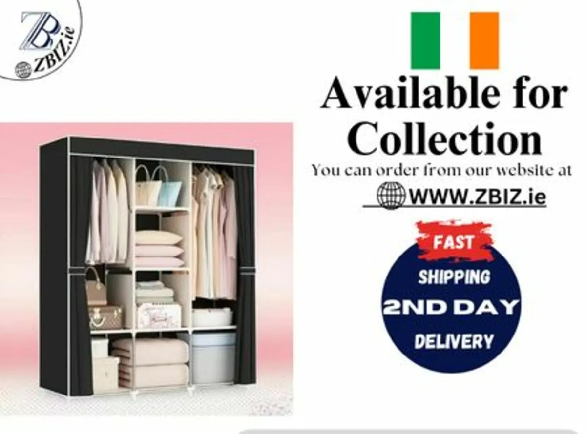 Metal Wardrobe Cabinet with Heavy Duty Frame - Image 1