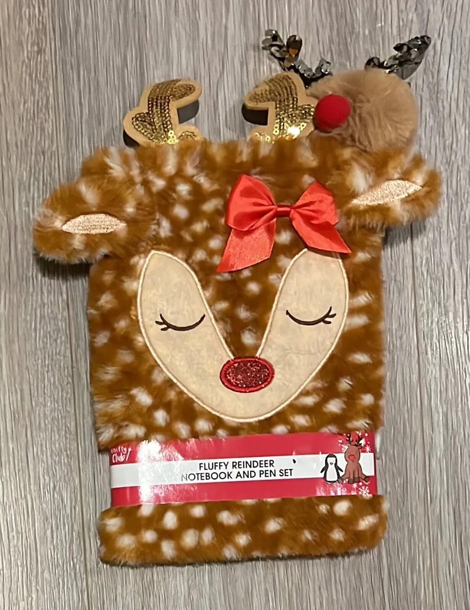 BRAND NEW Christmas Reindeer Kids Fluffy Notebook