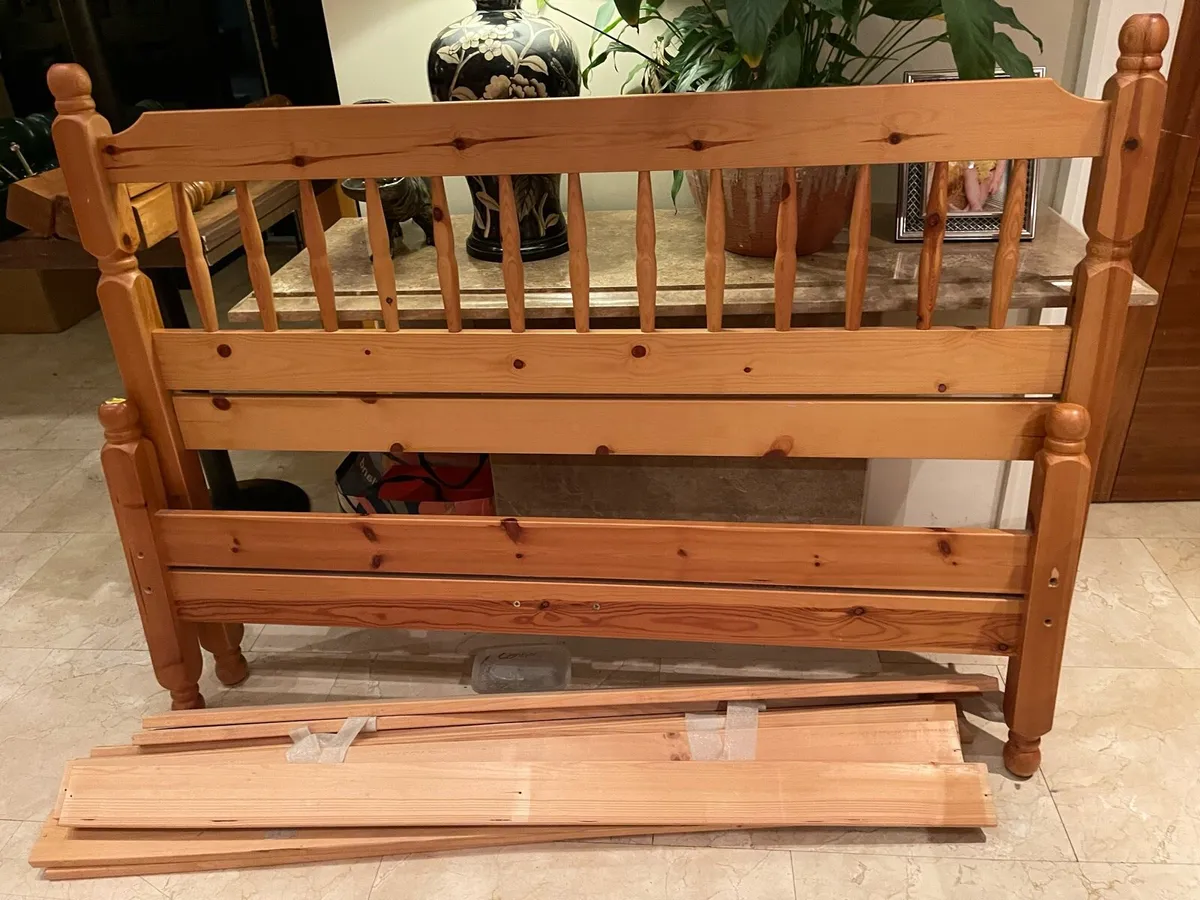 As New - Solid 4Ft 6” Double Pine Wooden Bed - Image 3