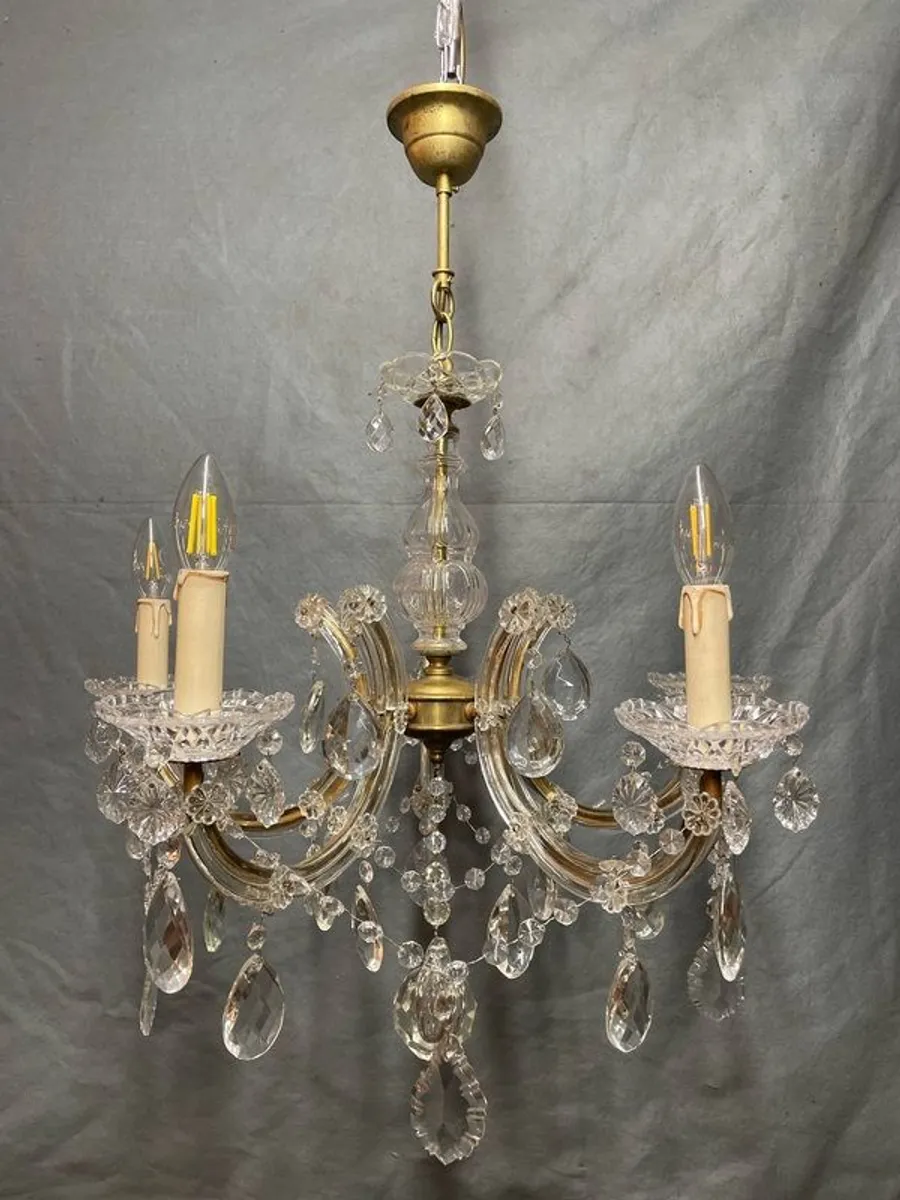 Beautiful 5 Branch Antique Marie Therese Chandelier. - Image 4