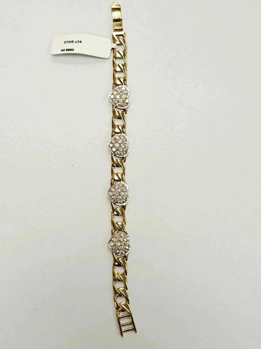 9K Gold Hearted Bracelet 9CT - Image 2