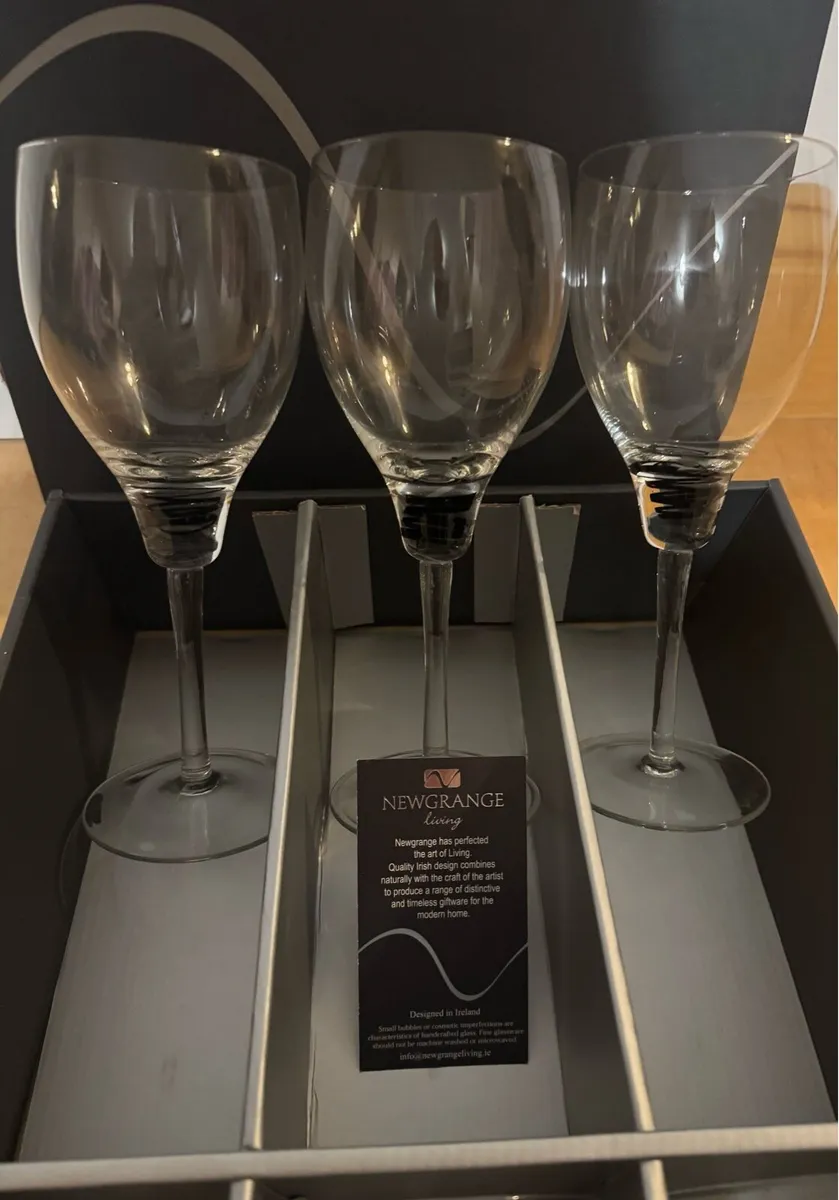 6 NEWGRANGE Wine glasses - brand new in box - Image 1