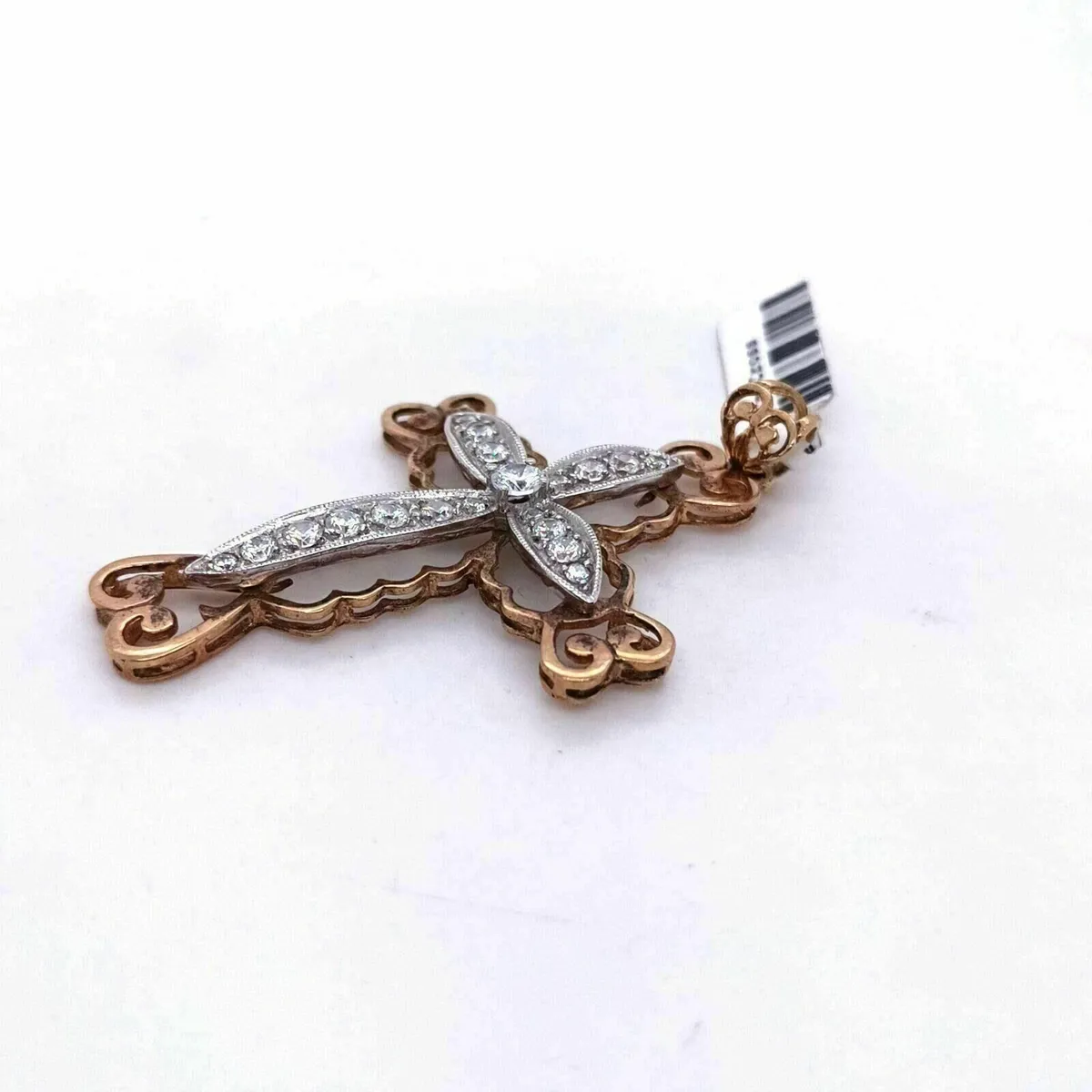 Large Fancy Cross 9k Gold & Zirconias - Image 4