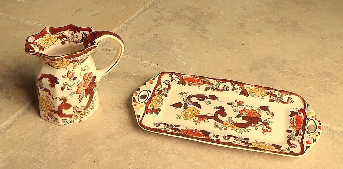 Mason’s Ironstone Brown Velvet Jug & Sandwich Tray - Image 2