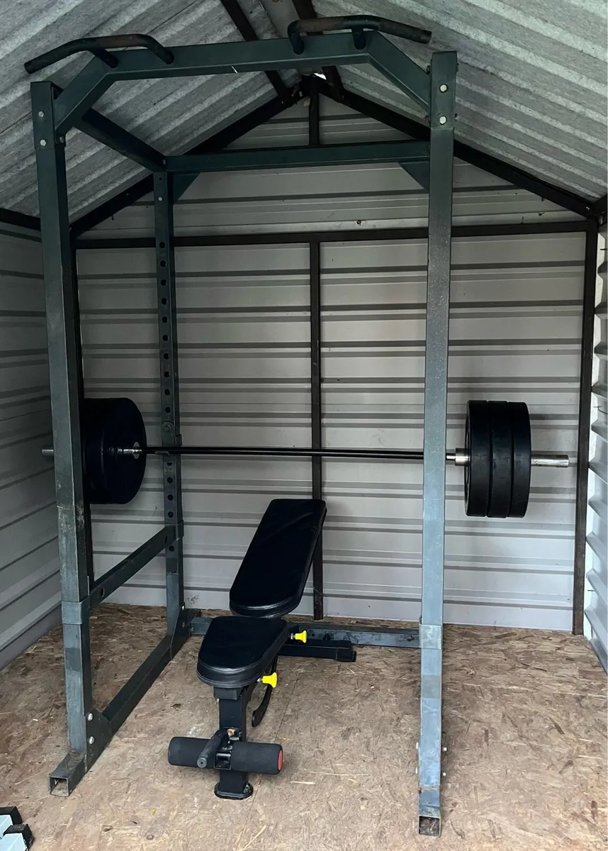Power rack cage / 130kg Olympic weight set / bench - Image 1