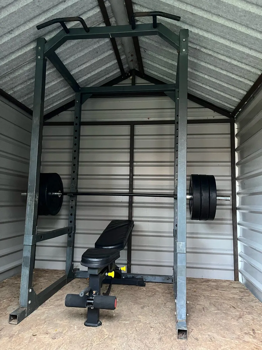 Power rack cage / 130kg Olympic weight set / bench - Image 2