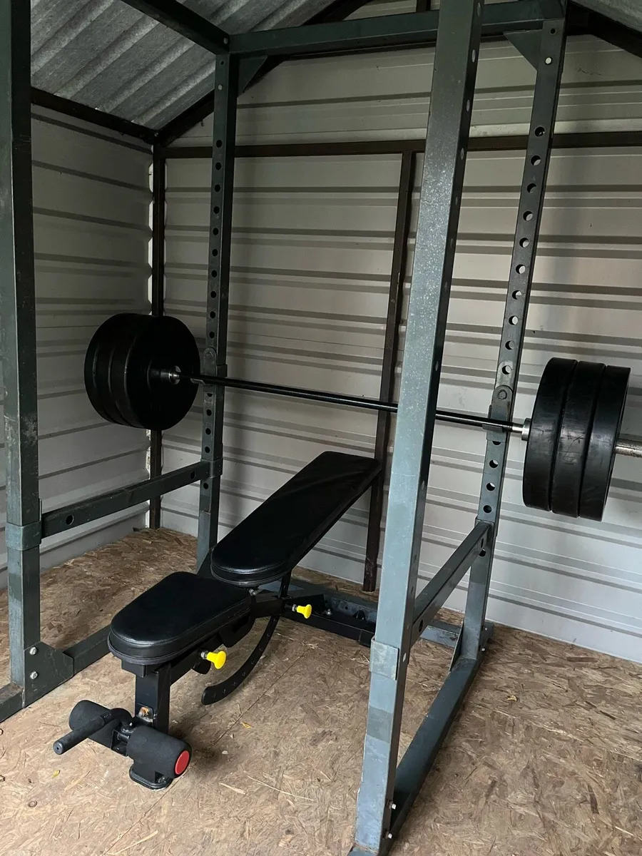 Power rack cage / 130kg Olympic weight set / bench - Image 3