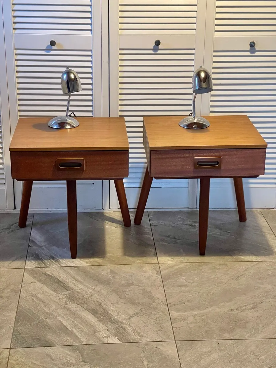Mid century Danish bedsides and lamps - Image 1