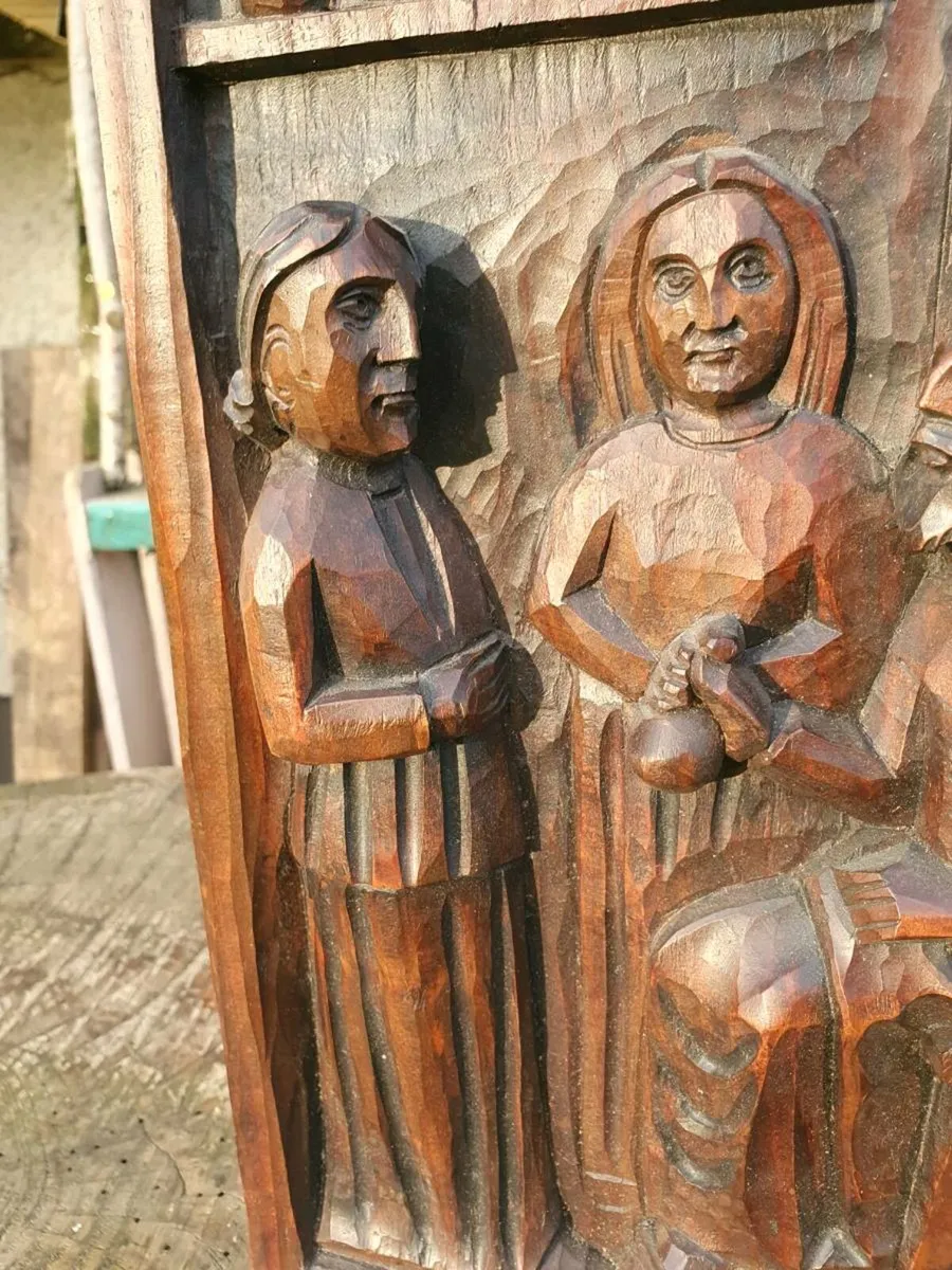 Vintage St Benedict wood carving - Image 3