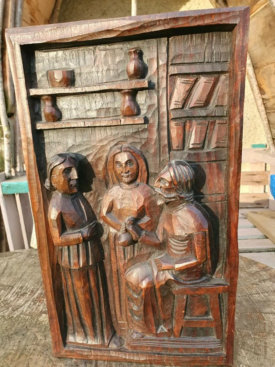 Vintage St Benedict wood carving - Image 4