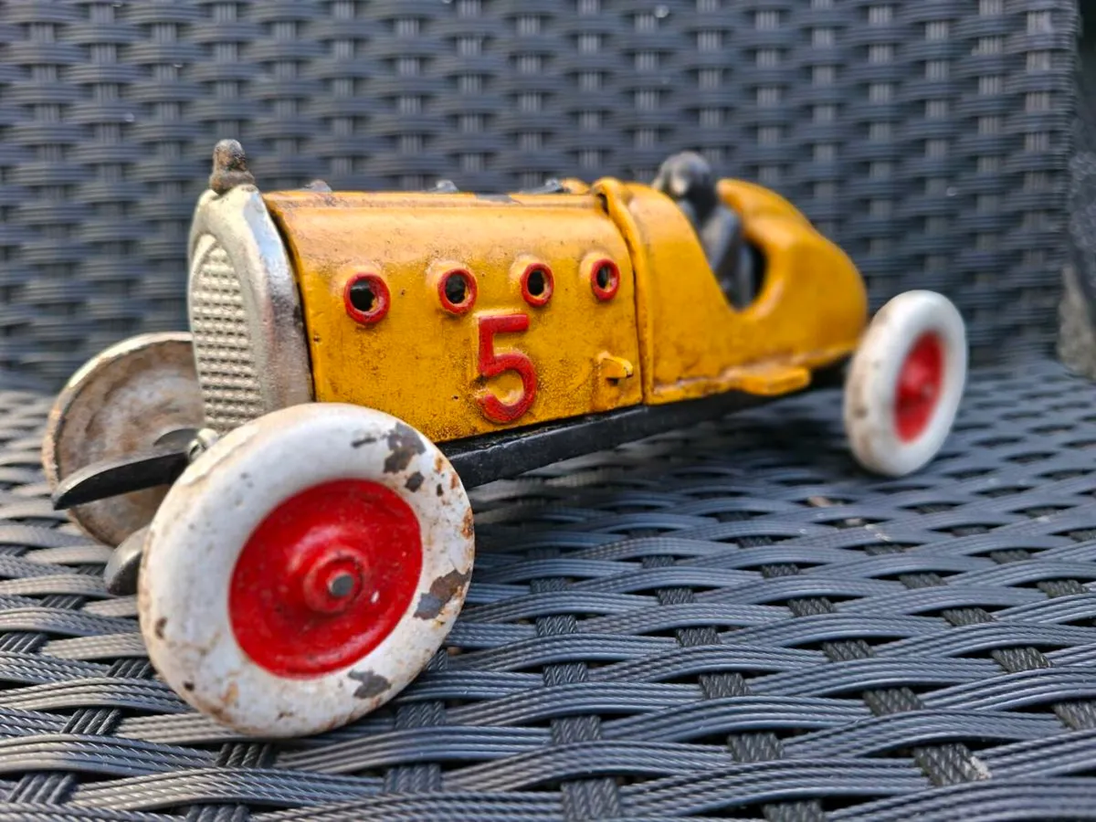 Old Heavy Cast Iron Race Car - Image 3