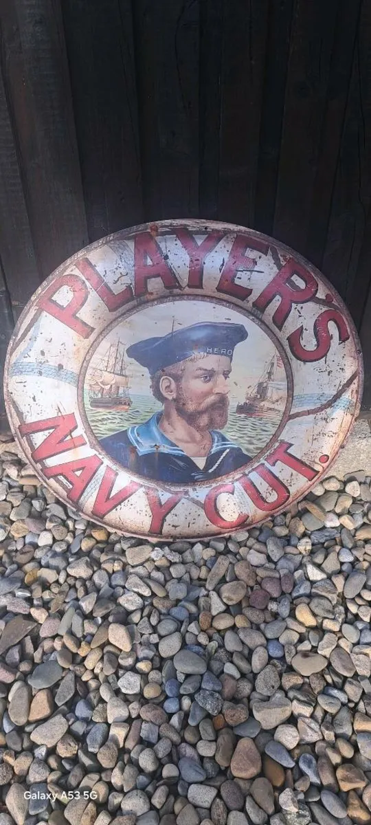 Large  round  navy cut metal sign - Image 2