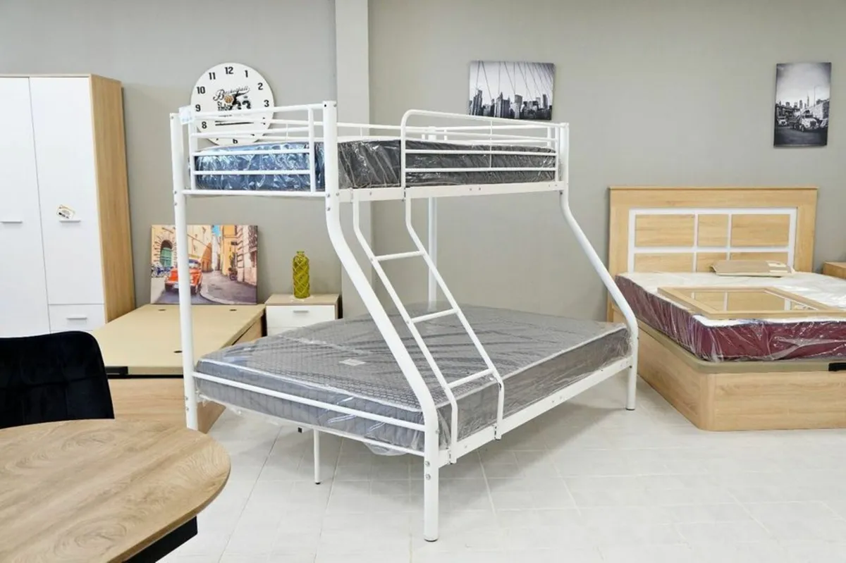 White Double Metal Bunk Bed FREE DELIVERY - Image 1