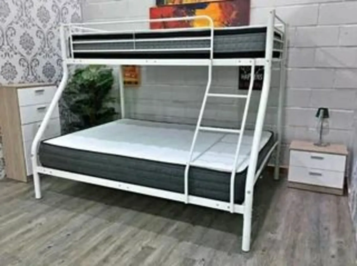 White Double Metal Bunk Bed FREE DELIVERY - Image 1