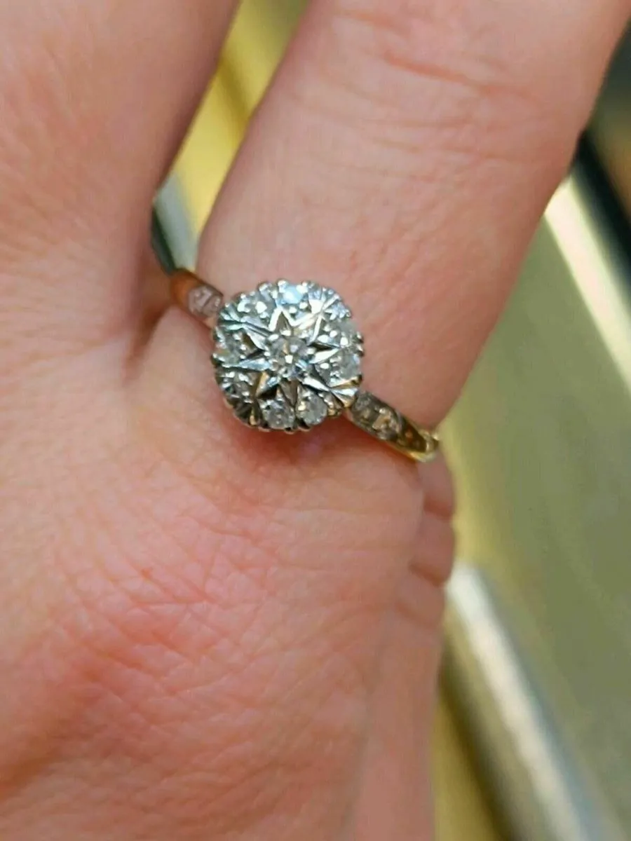 Vintage Diamond Ring, 18 K Gold & Platinum - Image 4