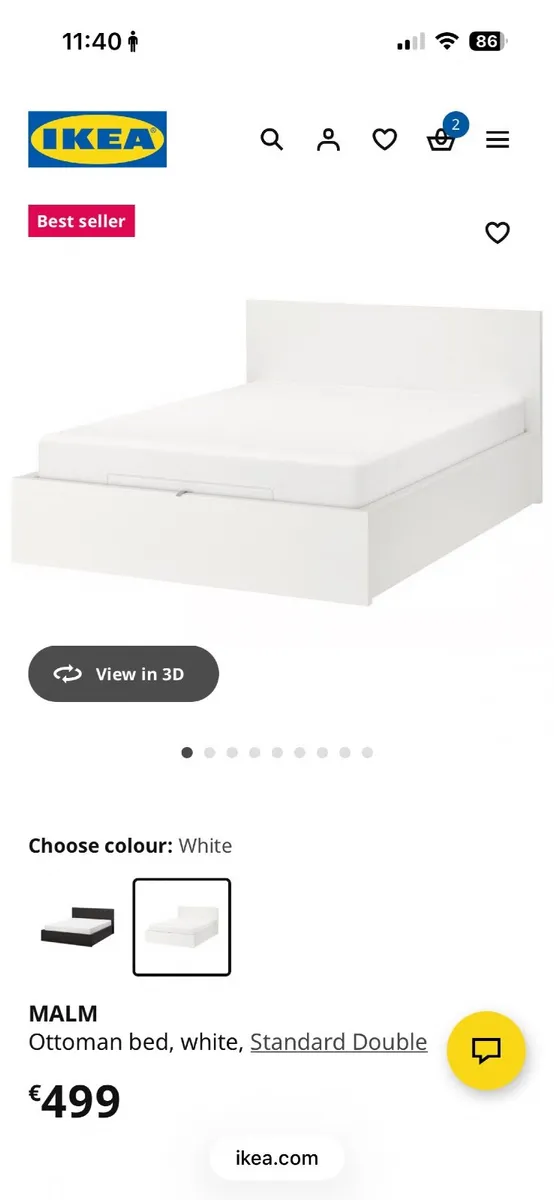 Double bed gas lift frame and mattress - Image 1