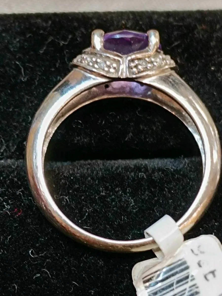 Amethyst & Diamond Ring, 9k White Gold - Image 3