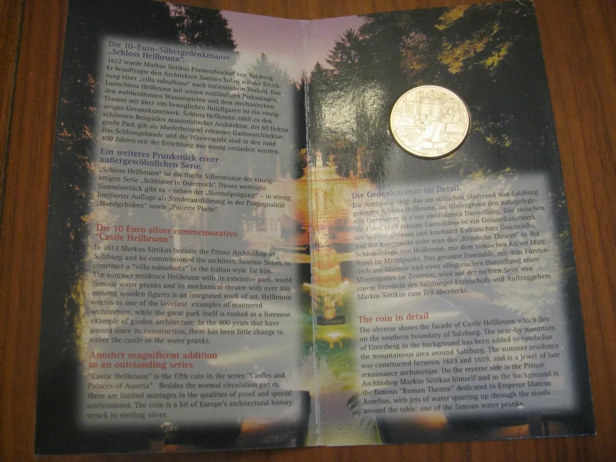 Austria 2004 The Castle Hellbrunn 10 Euro Coin Set - Image 2