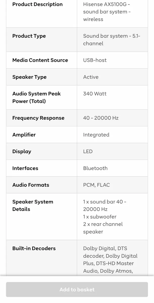 Hisense sound bar system AX5100G - Image 4