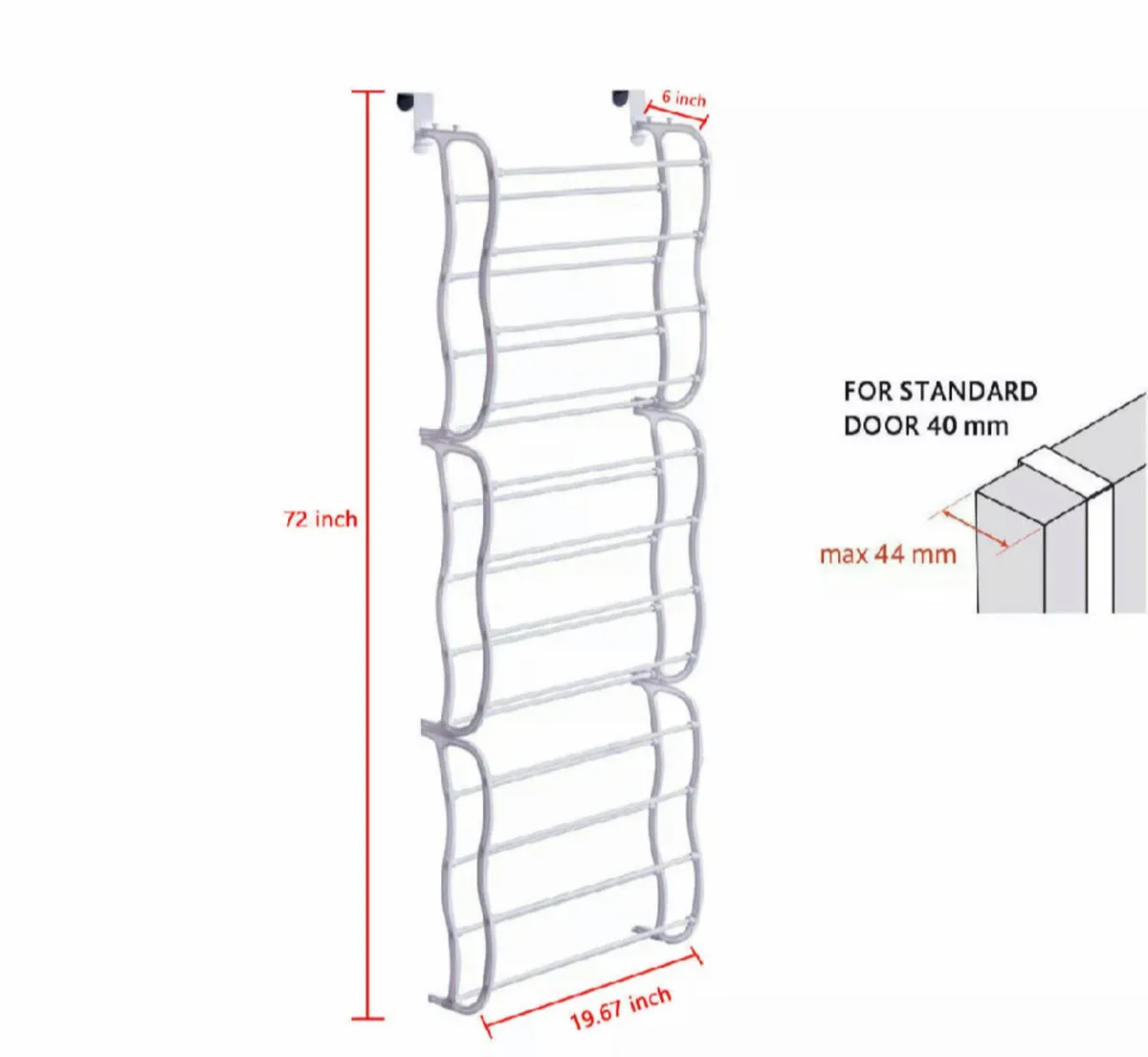 Over Door Metal Hanging Shoe Rack Organiser - Image 3