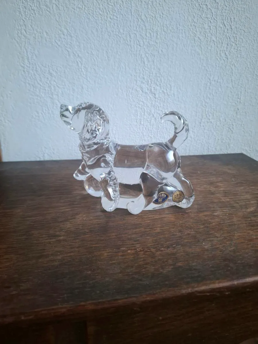 Bohemian crystal dog statue postage possible - Image 1