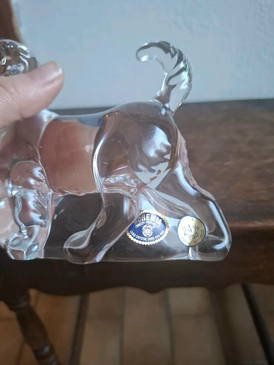 Bohemian crystal dog statue postage possible - Image 2