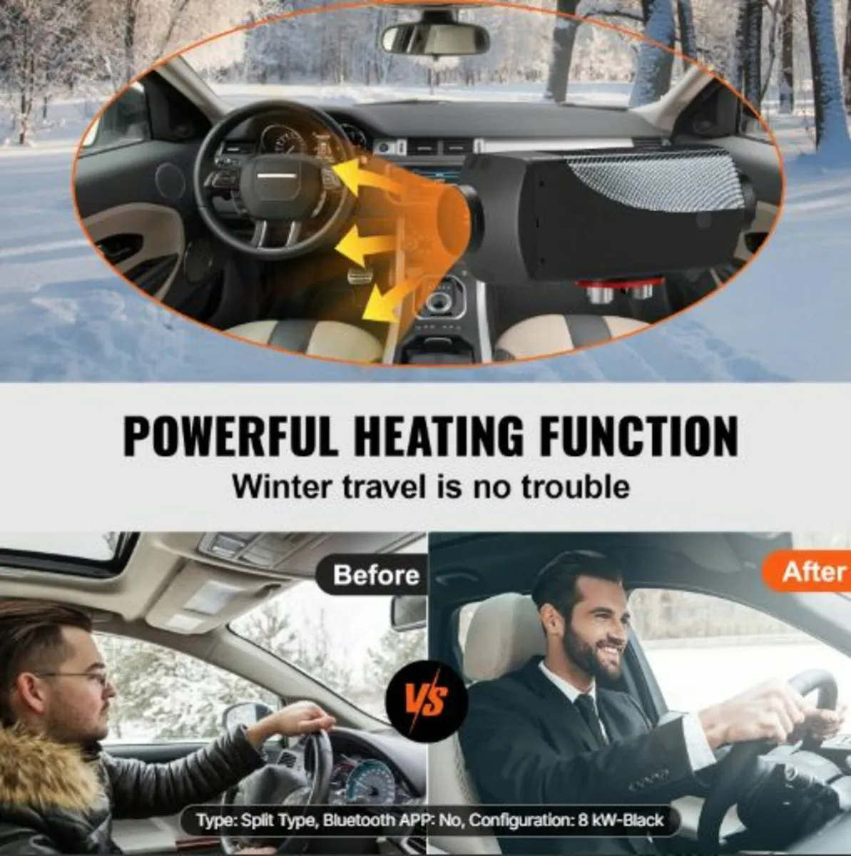 12V 8KW Diesel Air Heater with LCD Switch, Diesel - Image 2