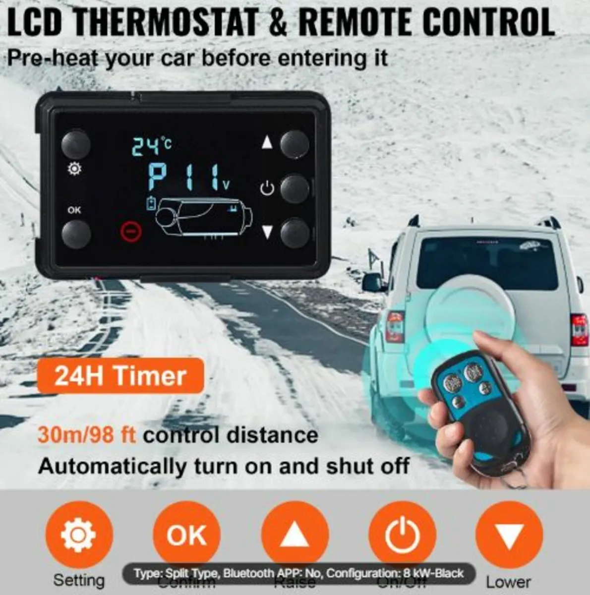 12V 8KW Diesel Air Heater with LCD Switch, Diesel - Image 3