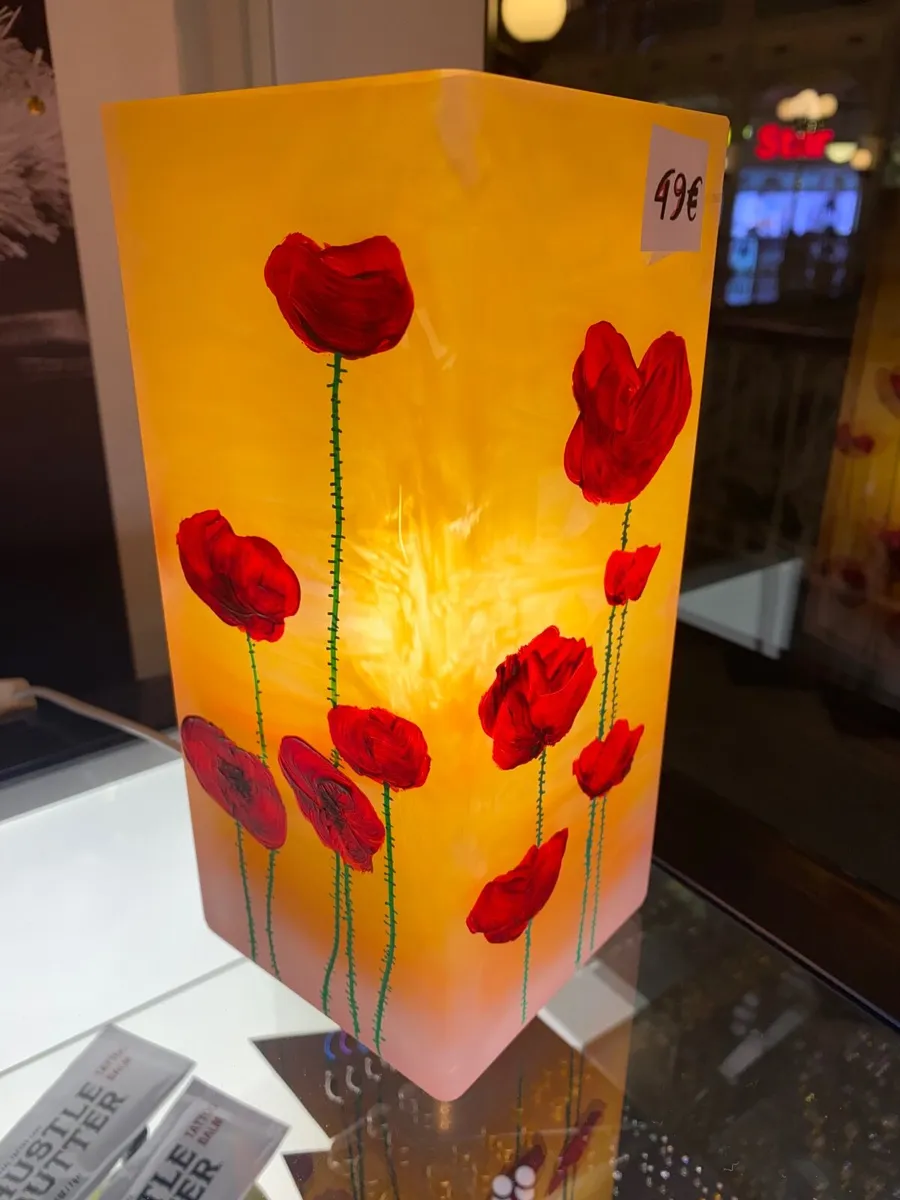 Table glass light poppies handmade - Image 2
