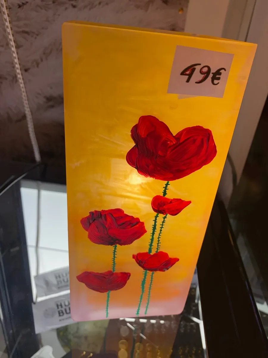 Table glass light poppies handmade - Image 4