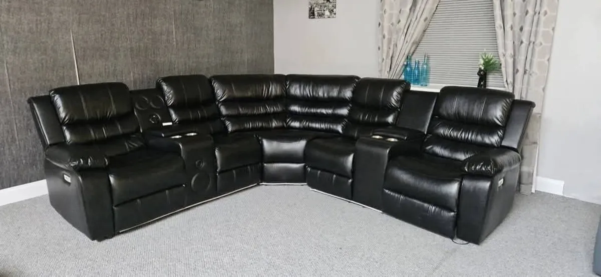 Athens Electric Reclining Corner Sofa With Speaker - Image 1