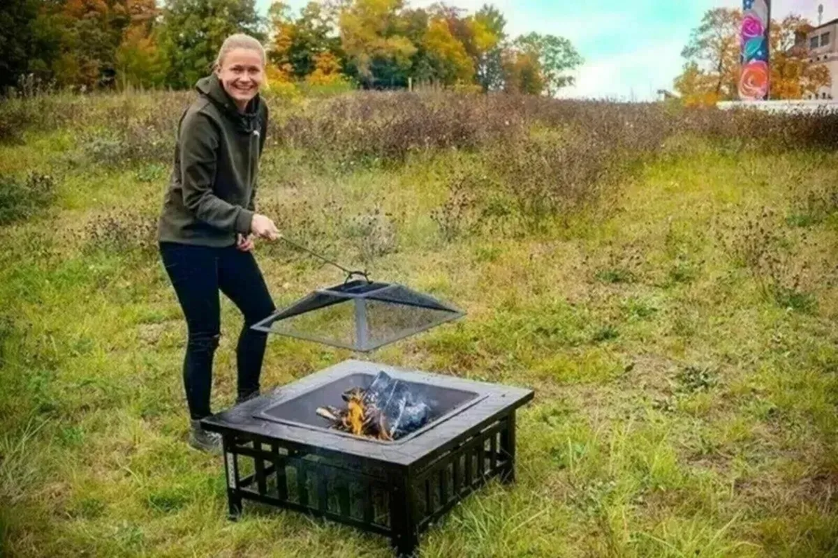 Fire Pit 3 in 1 Outdoor Square Metal Garden Stove - Image 3