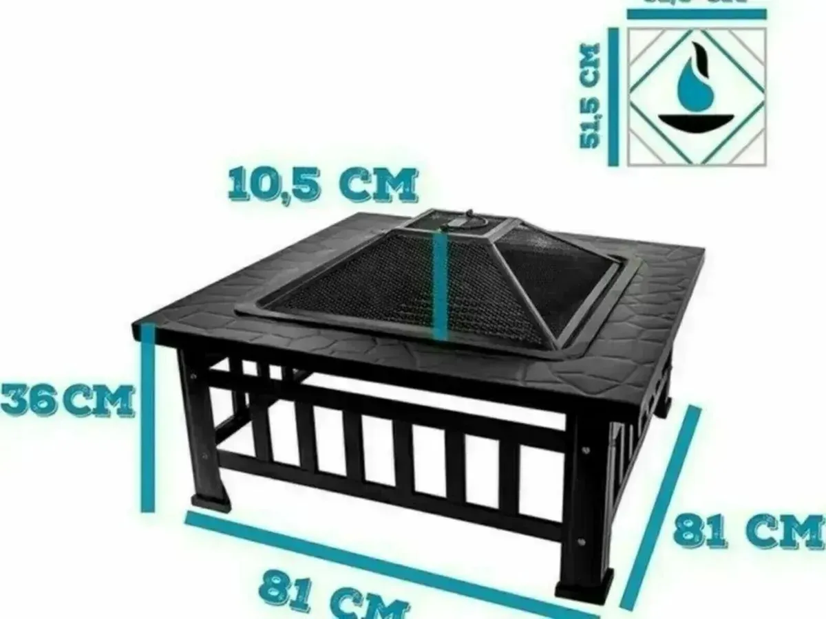 Fire Pit 3 in 1 Outdoor Square Metal Garden Stove - Image 4