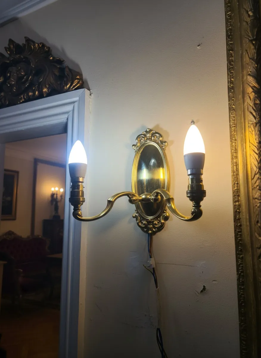 Vintage brass Rococco  wall lights POSTAGE AVAILAB - Image 2