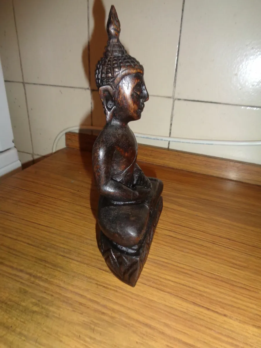 Hand Carved Wooden Budda Statue for Sale - Image 4