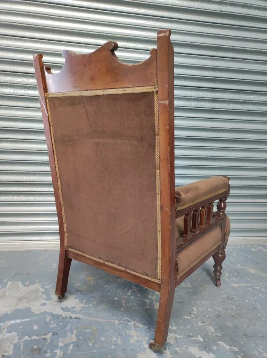 c.1910 Edwardian Antique throne castle armchair - Image 3