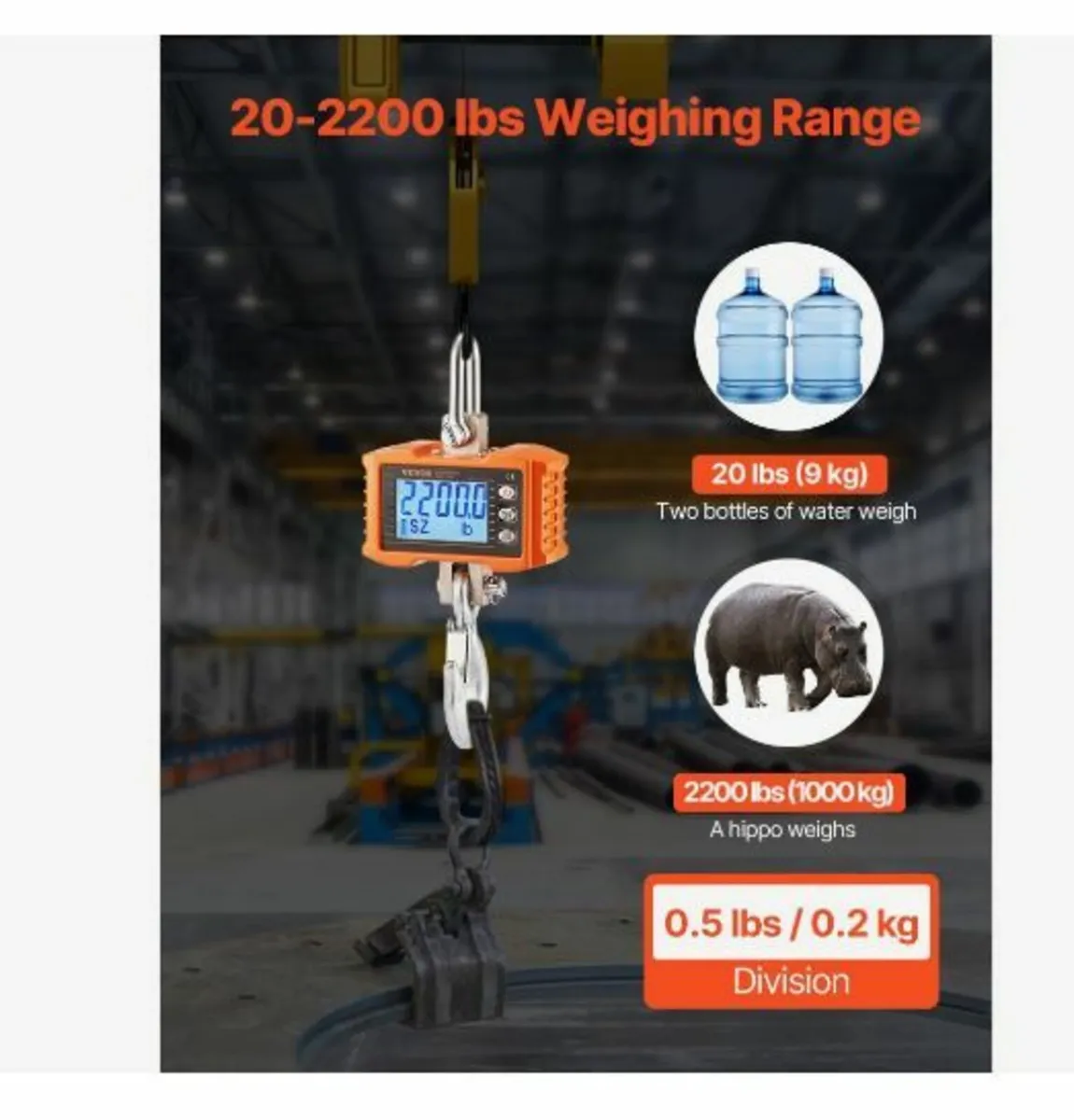 Digital Crane Scale, 2200 lbs/1000 kg - Image 2