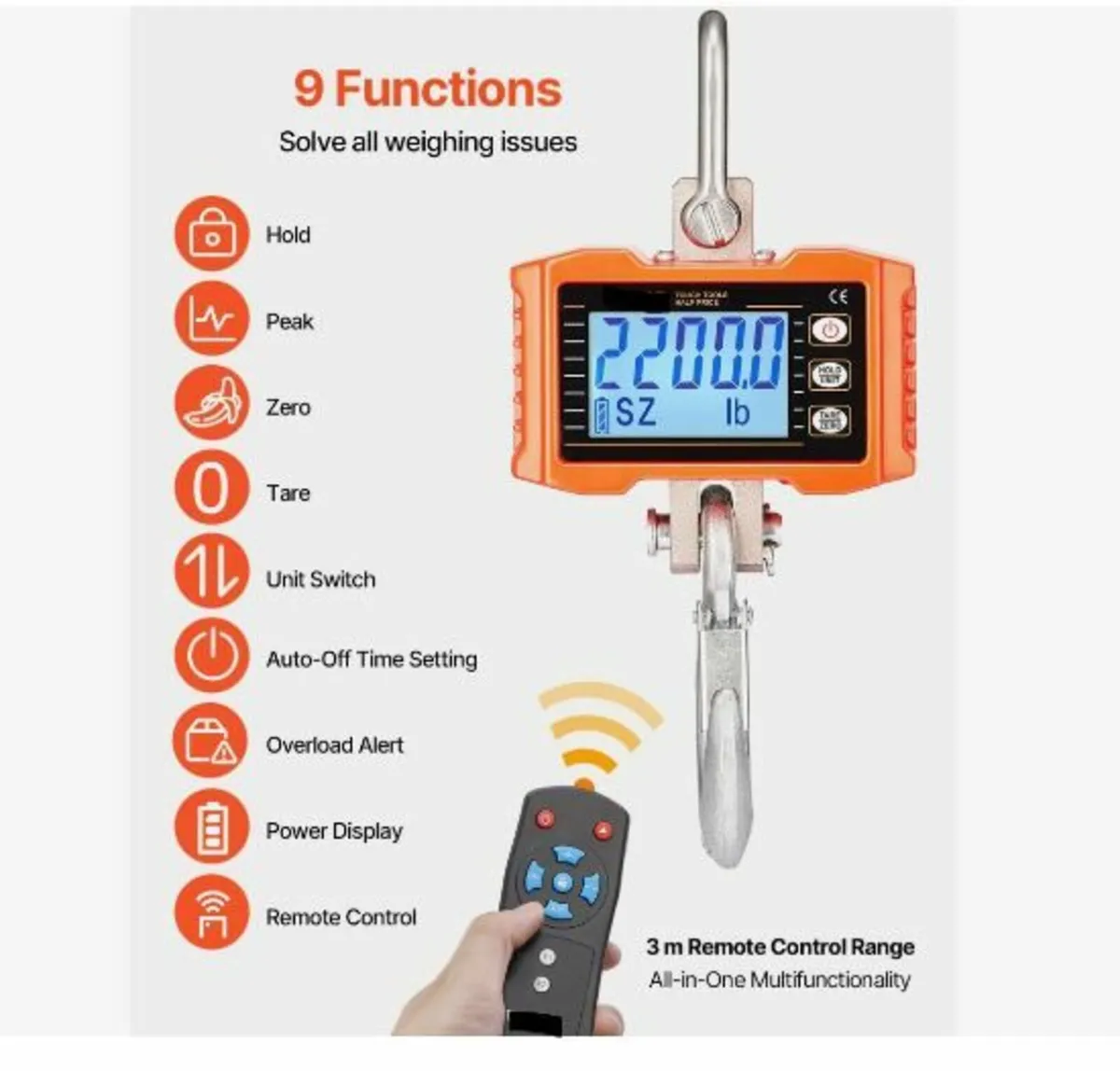Digital Crane Scale, 2200 lbs/1000 kg - Image 4