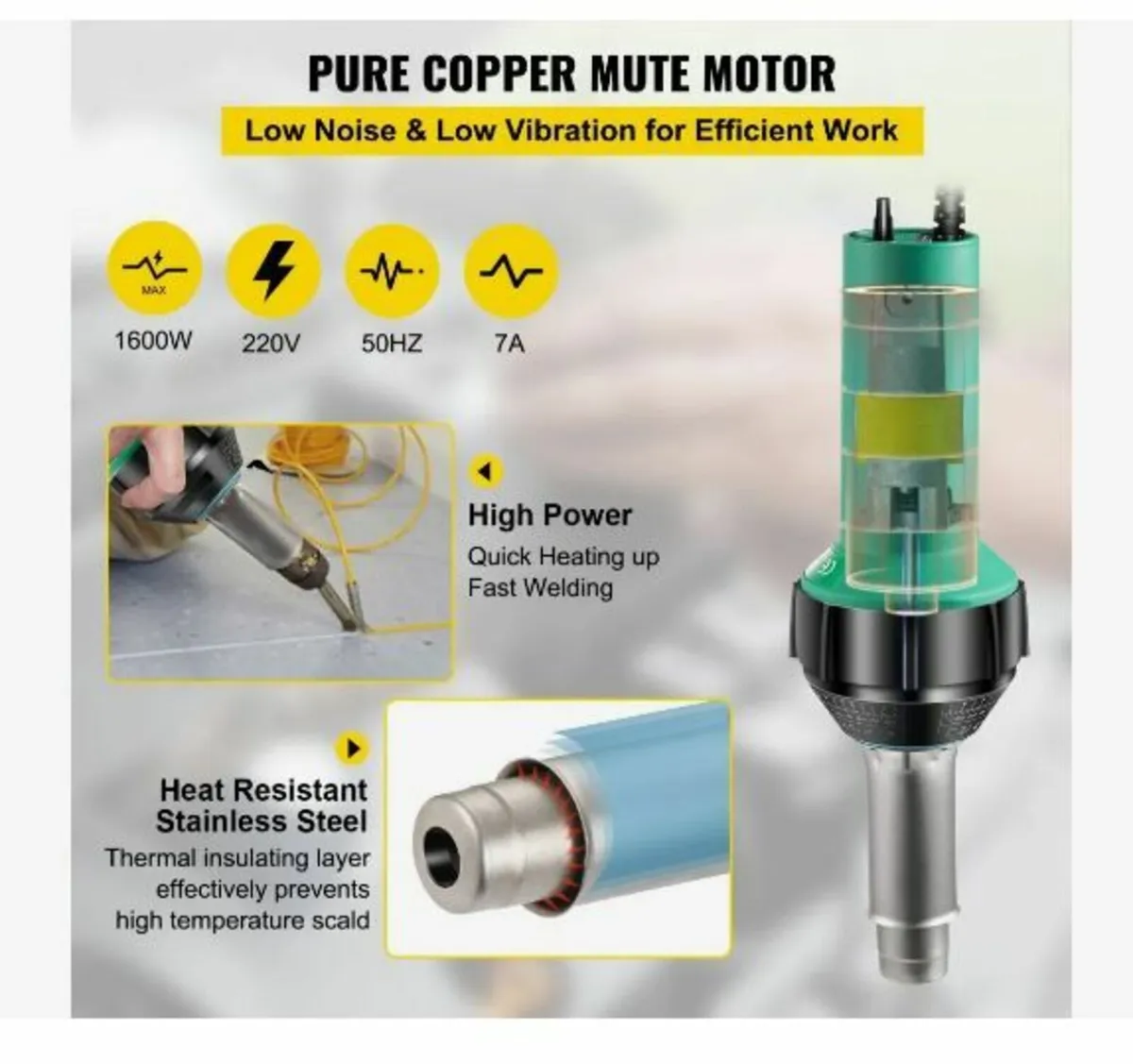 Roofing Welder, 8 Pcs PVC Welding Gun - Image 4