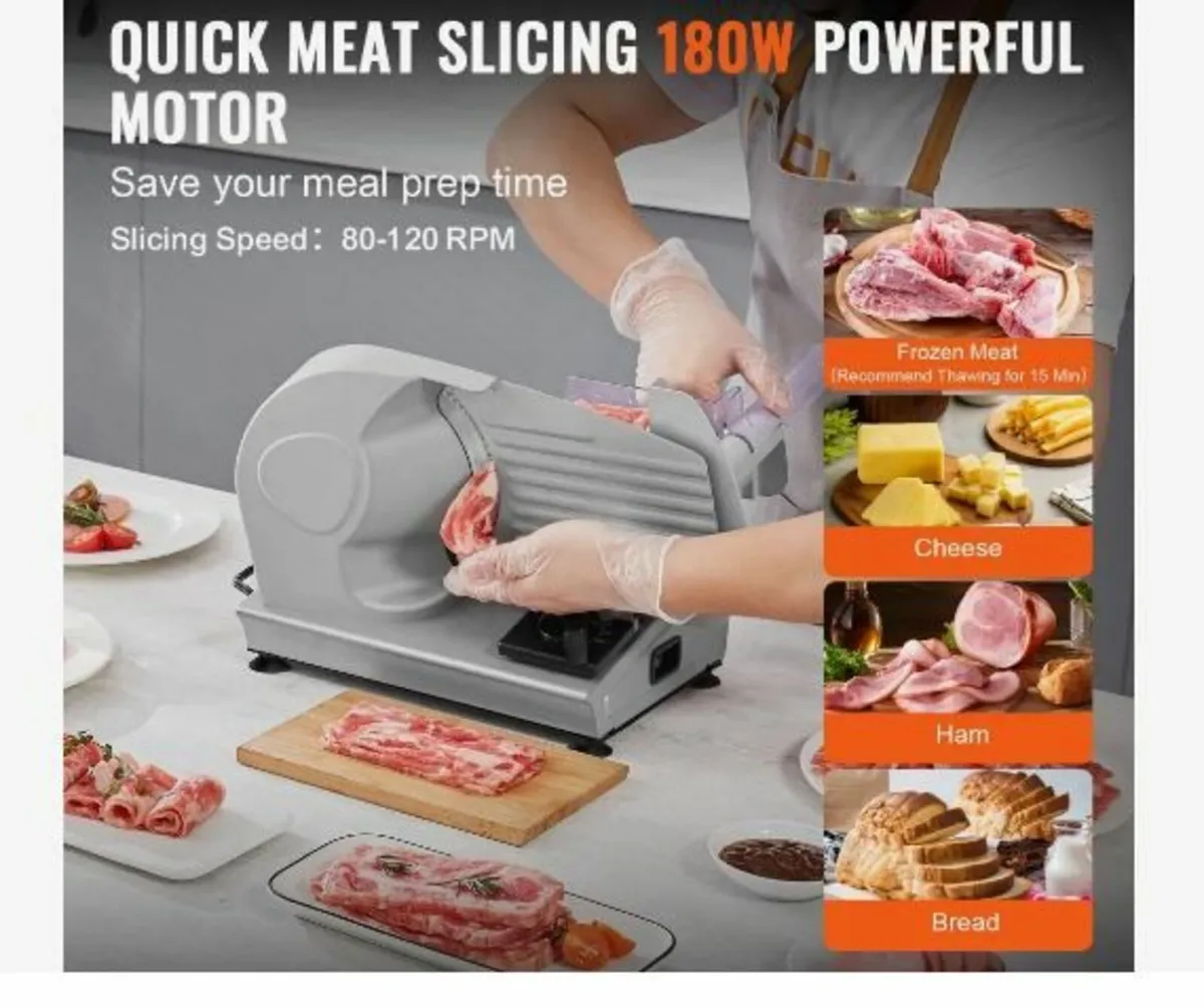Meat Slicer, 180W Electric Deli Food Slicer - Image 3
