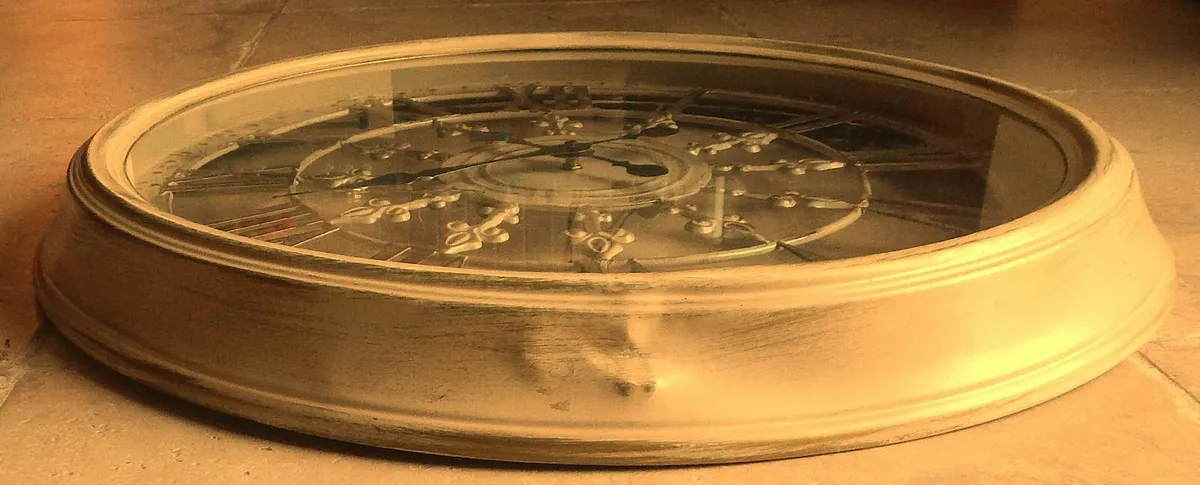 Large Metal Framed & Glass Wall Clock - Image 3