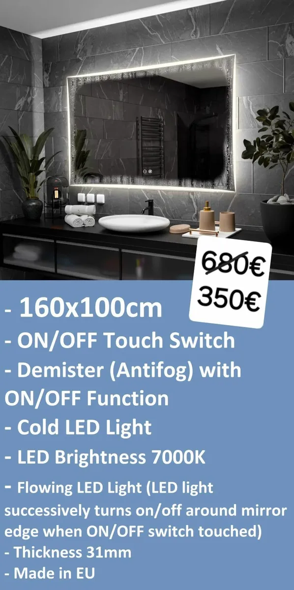 LED Bathroom Mirror Demister Defogger