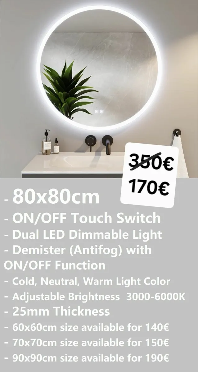 LED Bathroom Mirror Defogger Antifog Demister - Image 1