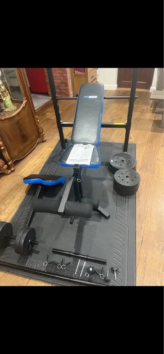 Bench barbell dumbbells and weights - Image 2